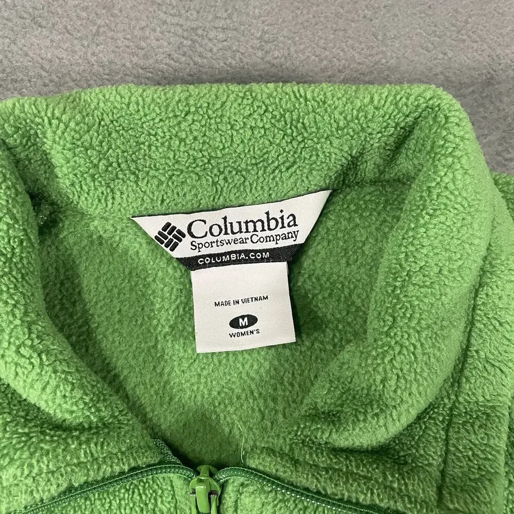 Columbia Fleece Jacket Green Women’s M Zip Up Outdoor Lightweight Coat
